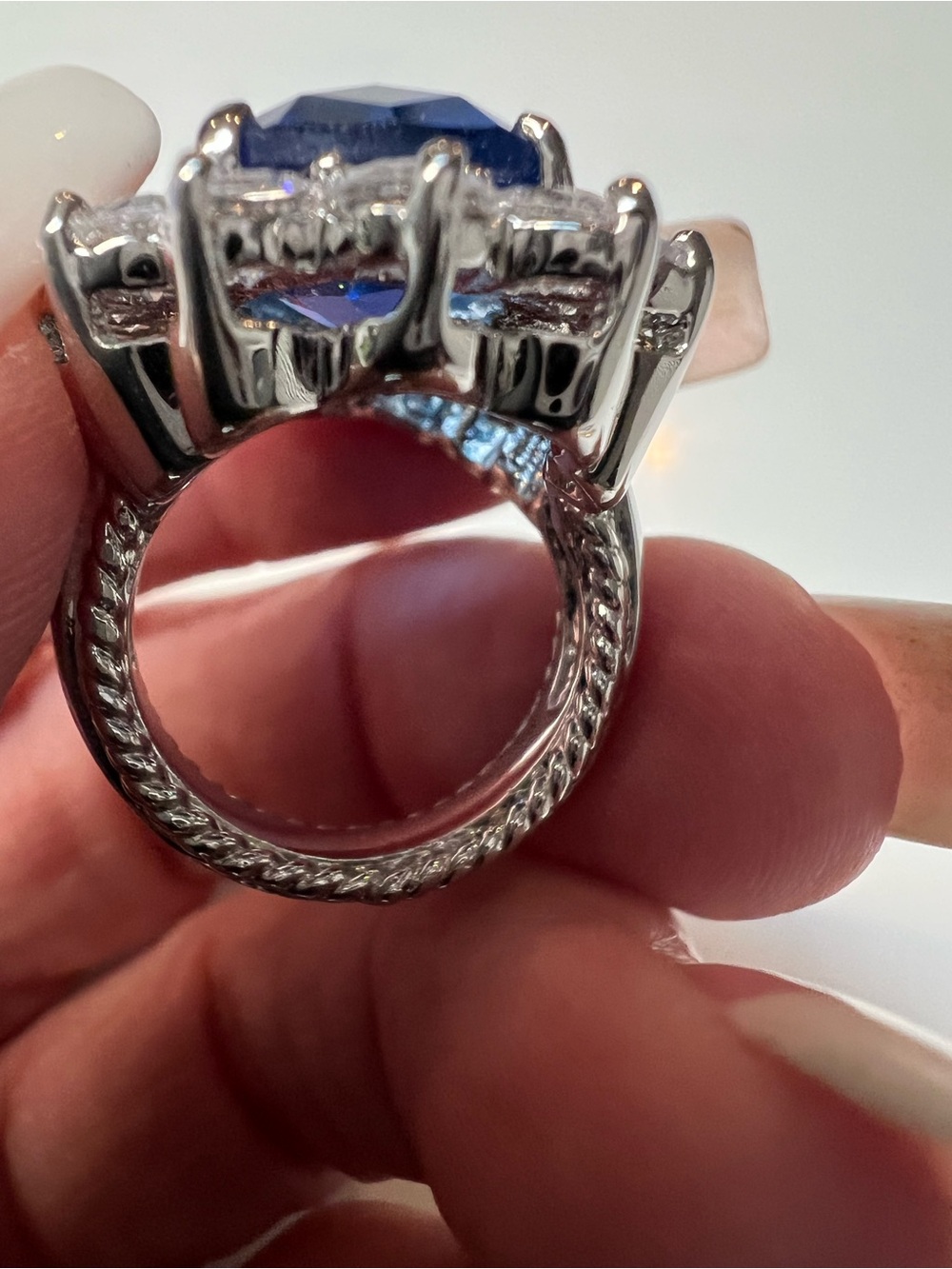 Kenneth Jay Lane Princess Diana inspired sapphire and cubic zirconia ring. - Picture 4 of 6